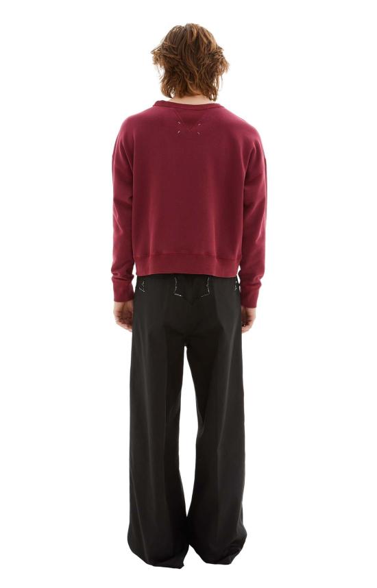 마르지엘라 긴팔 티셔츠 메종  MM 크루넥 스웨트셔츠 버건디 - MAISON MARGIELA