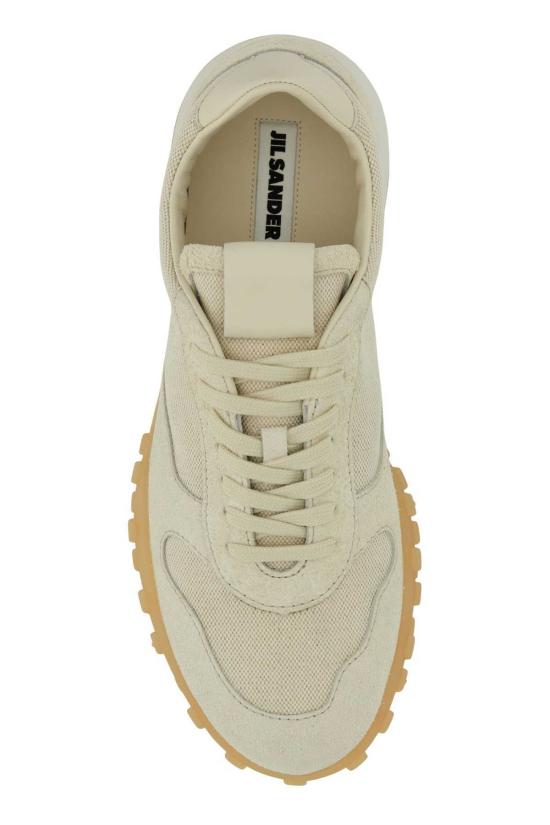  질샌더 스니커즈 질 샌더 샌드 캔버스 앤 스웨이드 문  크림 - JIL SANDER