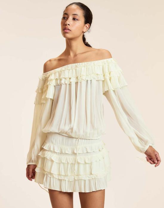  신시아 로리 라운지 웨어 신시아 로울리 벨라 러플 미니 스커트 오프 화이트 - CYNTHIA ROWLEY