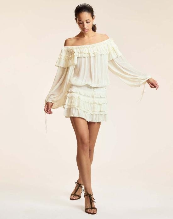  신시아 로리 라운지 웨어 신시아 로울리 벨라 러플 미니 스커트 오프 화이트 - CYNTHIA ROWLEY