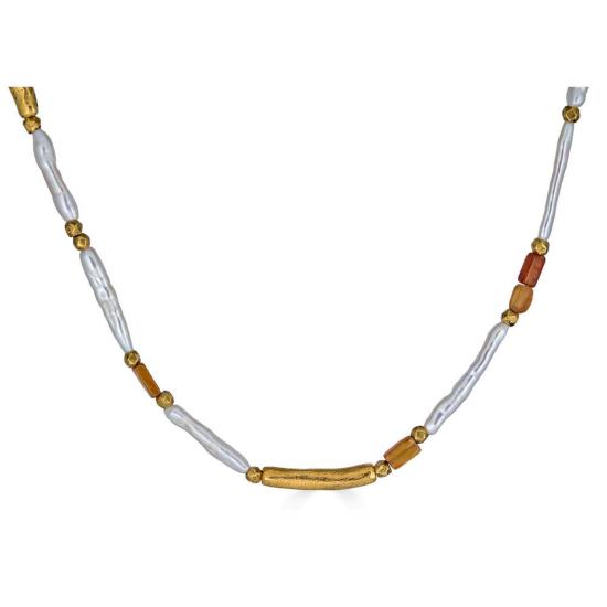  로니 폴 주얼리 목걸이/팬던트 비와 진주와 가넷 목걸이 골드 - LONI PAUL JEWELRY