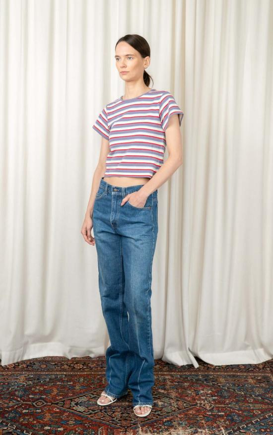  LII 반팔 티셔츠 Lii 크롭 스트라이프 티셔츠 - OTHER BRANDS