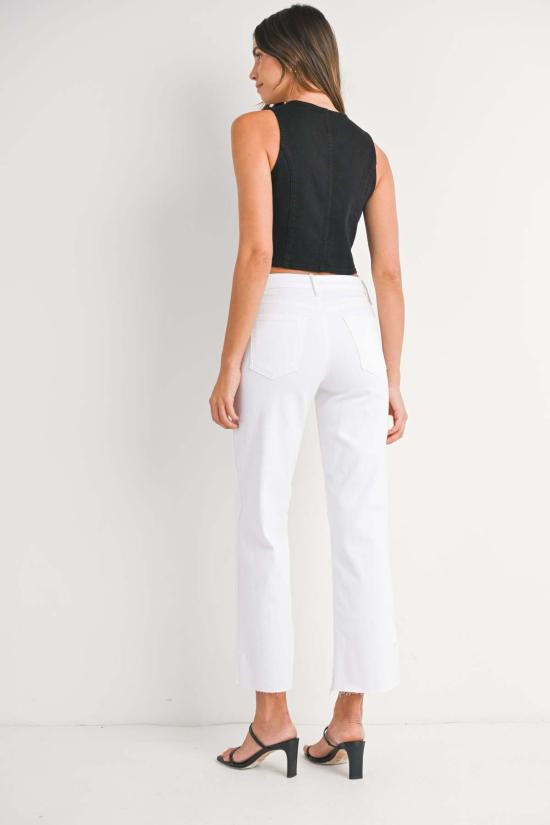  저스트 블랙 데님 스트레이트 팬츠 BP494J CREAM - JUST BLACK DENIM