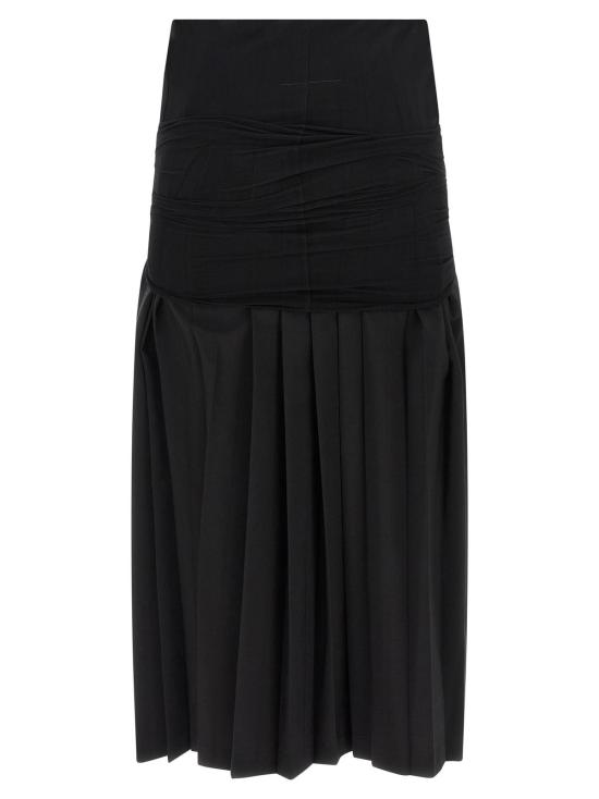  MM6 메종마르지엘라 미디 스커트 Mm6 메종 마르지엘라 더블 레이어  블랙 - MM6 MAISON MARGIELA