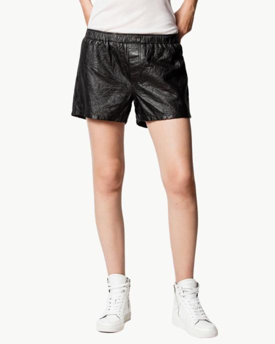  자딕앤볼테르 숏팬츠 Zadig & Voltaire Pax Cuir Froisse 파마 반바지 블랙 - ZADIG & VOLTAIRE