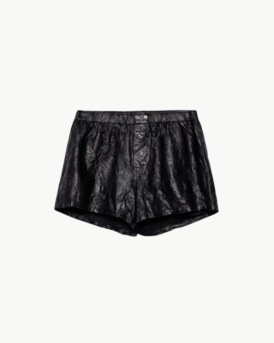  자딕앤볼테르 숏팬츠 Zadig & Voltaire Pax Cuir Froisse 파마 반바지 블랙