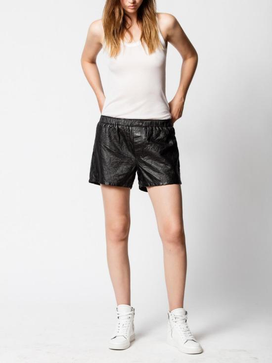  자딕앤볼테르 숏팬츠 Zadig & Voltaire Pax Cuir Froisse 파마 반바지 블랙 - ZADIG & VOLTAIRE