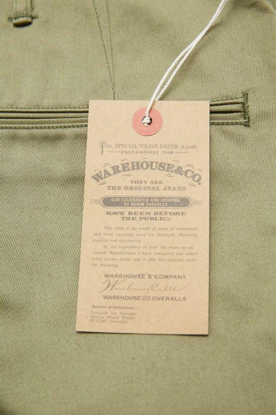  웨어하우스 치노 팬츠 Warehouse & Co. Lot 1082 Duck Digger Chinos West Point Green - WAREHOUSE