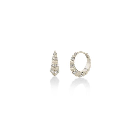  리지 맨들러 파인 주얼리 이어링 스트라이프 파브 스몰 플루티드 크레센트 허기스 - LIZZI MANDLER FINE JEWELRY