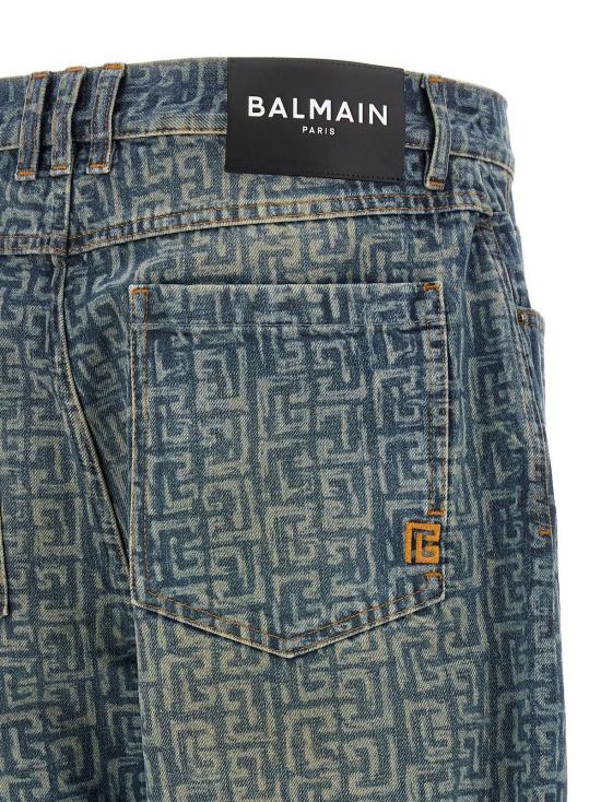  발망 데님 팬츠 코튼 스트레이트 레그 진 - BALMAIN