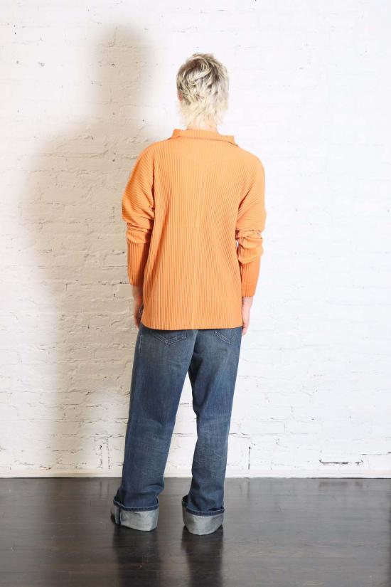  이세이 미야케 긴팔 티셔츠 옴므 플리스 3월 월간 컬러 쿼터 집업  마나롤라 브릭 브라운 - ISSEY MIYAKE