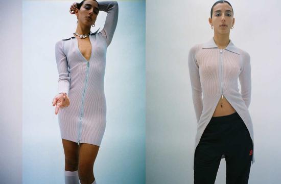  패리스 조지아 숏 원피스 파리 조지아 살몬 집업 폴로 드레스 살몬/그레이 - PARIS GEORGIA