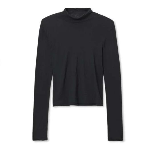  퍼펙트 화이트 티 긴팔 티셔츠 킴 저지 모크넥 탑 - PERFECT WHITE TEE