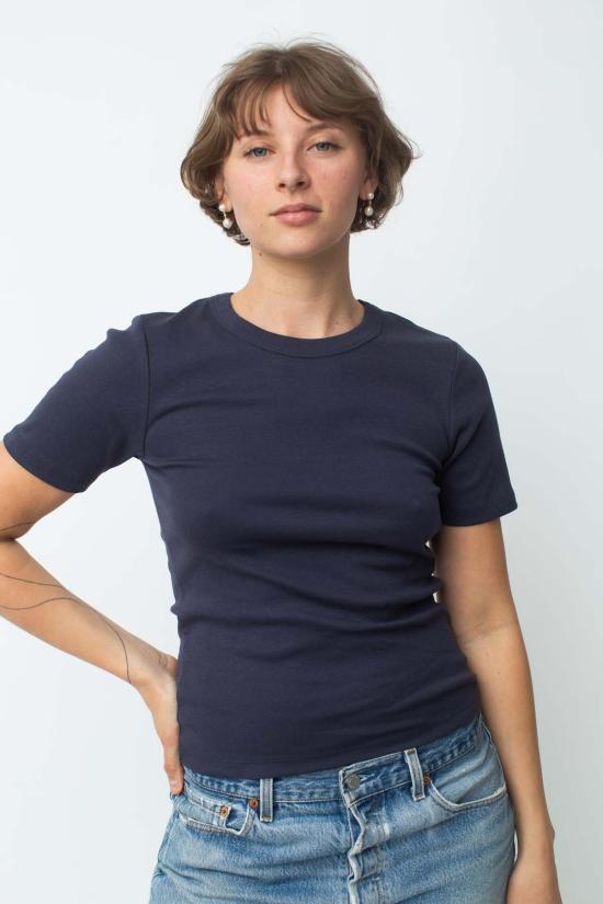  바이 시네 반팔 티셔츠 Signe June Fitted Tee Navy Butter - BY SIGNE