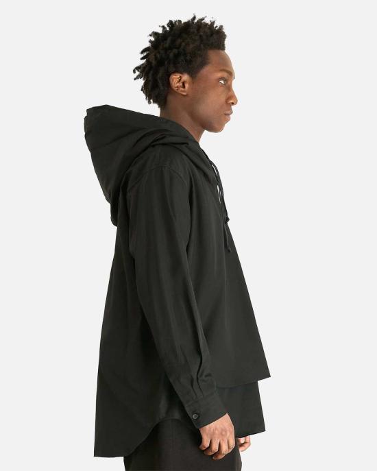  꼼데가르송 후드 티셔츠 Comme Des Garçons 후드 포플린 셔츠 블랙 - COMME DES GARCONS