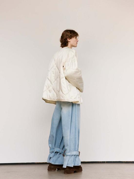  JW앤더슨 자켓 JW 앤더슨 아이보리 나일론 오버사이즈 퀼팅 재킷 - JW ANDERSON