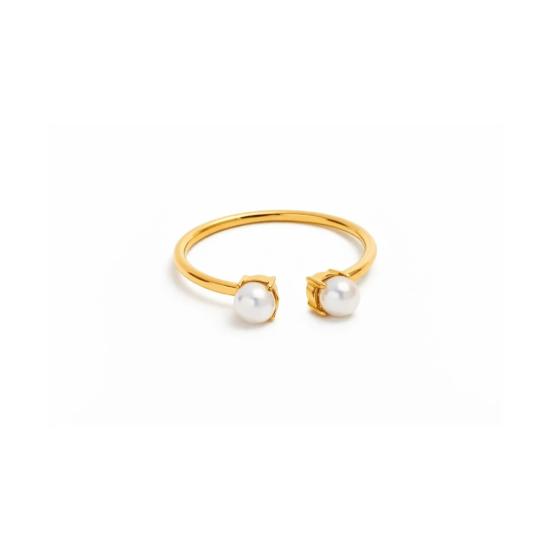  ADIBA 반지 아디바 더블 펄 스테인리스 스틸  18k 금도금