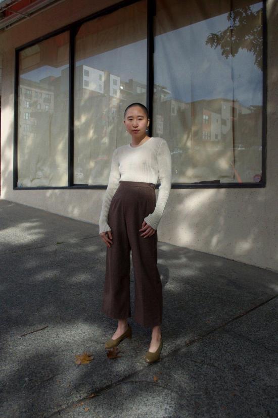 코코볼로 스트레이트 팬츠 아를 울 팬츠 모카