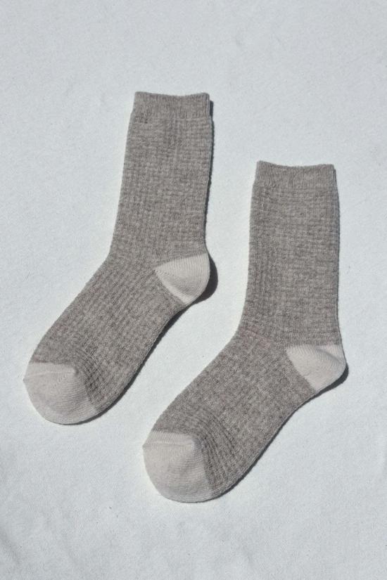  르 본 숍 양말 르봉숍 울 와플  스톤/크림