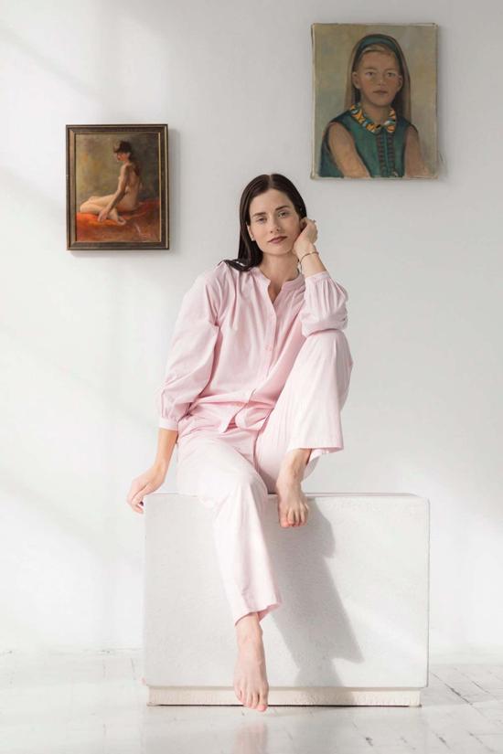  살루아 란제리 언더웨어 만다린 칼라 소프트 피마 코튼 파자마 - SALUA LINGERIE
