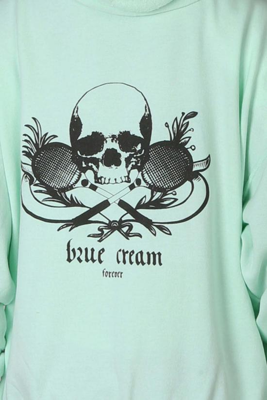  블루&크림 후드 티셔츠 스컬 후드티 민트 - BLUE&CREAM