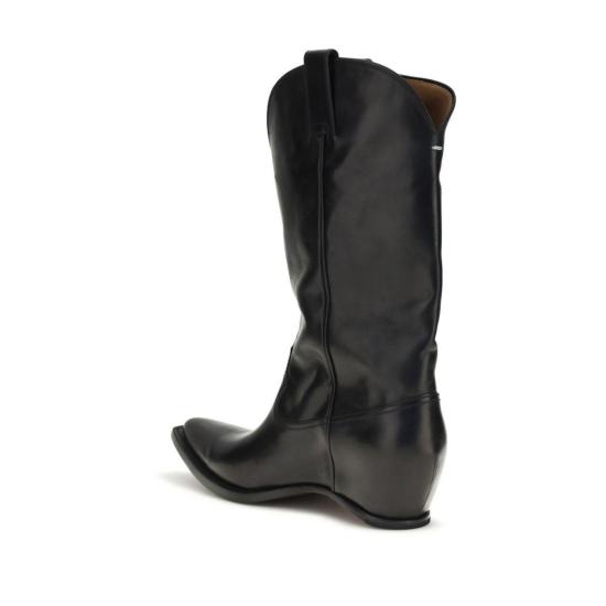  마르지엘라 부츠 메종  송아지 가죽 보스 타우러스  블랙 - MAISON MARGIELA