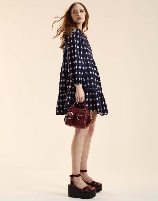  신시아 로리 숏 원피스 신시아 로울리 잉그리드 핀턱 미니 드레스 네이비/화이트 체크 - CYNTHIA ROWLEY
