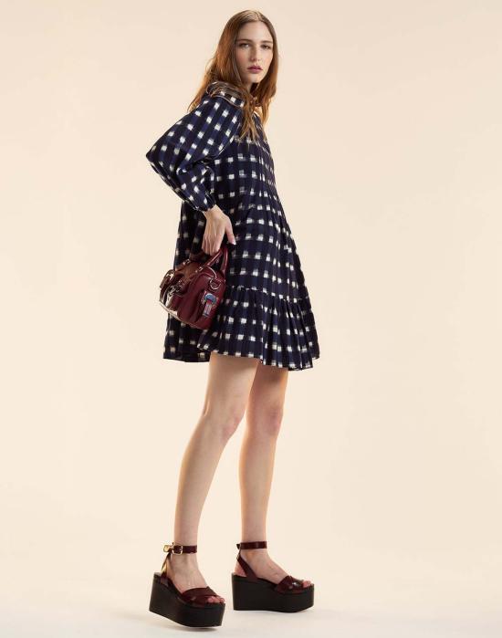  신시아 로리 숏 원피스 신시아 로울리 잉그리드 핀턱 미니 드레스 네이비/화이트 체크 - CYNTHIA ROWLEY