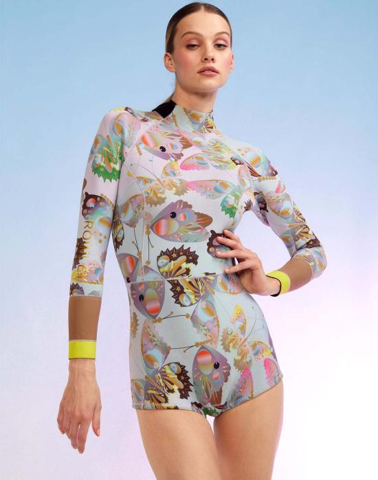  신시아 로리 원피스 수영복 신시아 로울리 선셋 웨트슈트 블루 멀티 버터플라이 - CYNTHIA ROWLEY