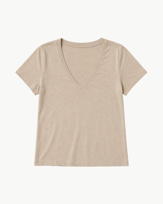  랙앤본 반팔 티셔츠 Rag & Bone The Slub Vee 티셔츠 소프트 베이지