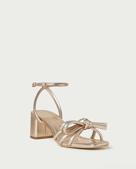  로플러랜달 샌들 로플러 랜달 미켈 미드힐 보우  샴페인 - LOEFFLER RANDALL