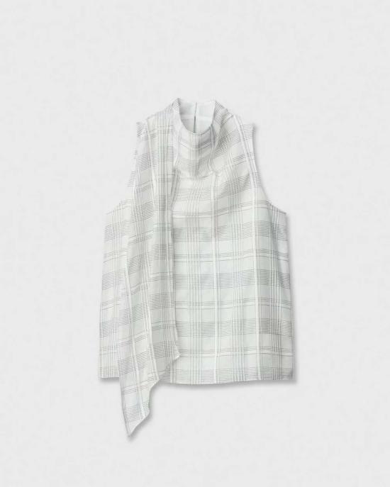  랙앤본 블라우스 Rag & Bone Adela 체크무늬 탑 화이트 체크무늬 - RAG & BONE