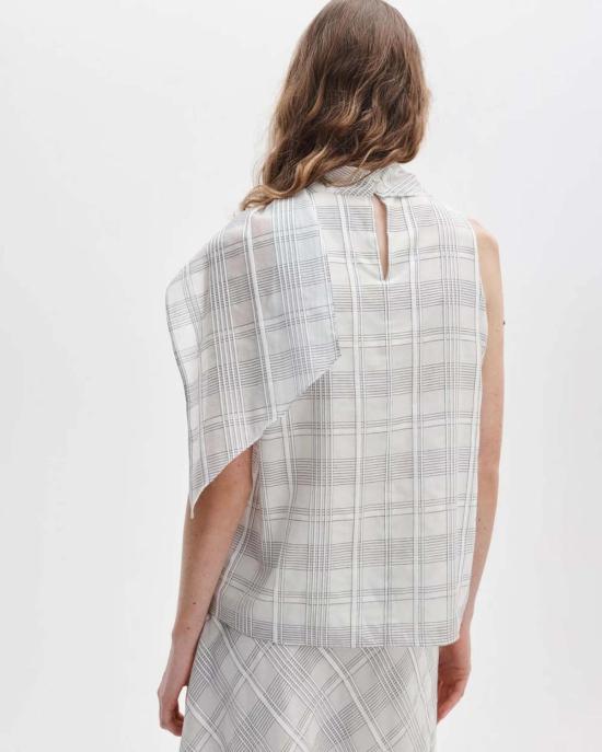  랙앤본 블라우스 Rag & Bone Adela 체크무늬 탑 화이트 체크무늬 - RAG & BONE