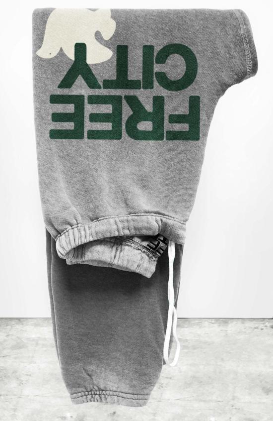  프리시티 트레이닝/조거 팬츠 프리 시티 라지 헤더 스웨트팬츠 아미 - FREECITY
