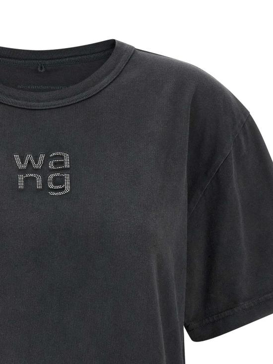 26SS 알렉산더 왕 반팔 티셔츠 핫픽스 로고  워싱 블랙 - ALEXANDER WANG