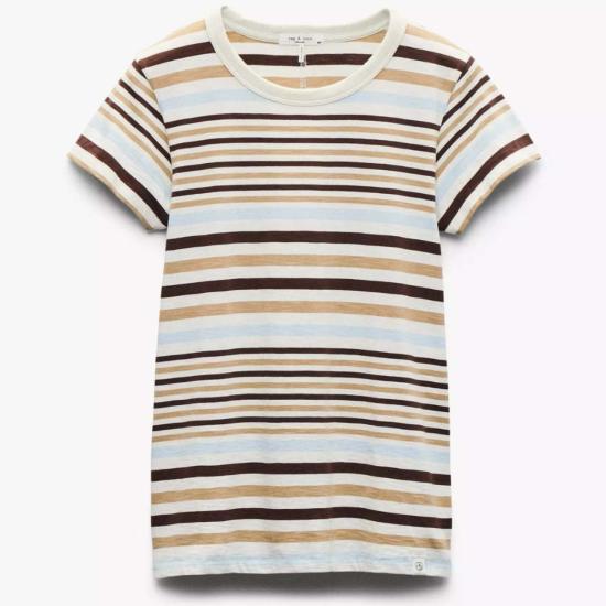  랙앤본 반팔 티셔츠 Rag & Bone 슬럽 스트라이프 티셔츠 아이보리 멀티