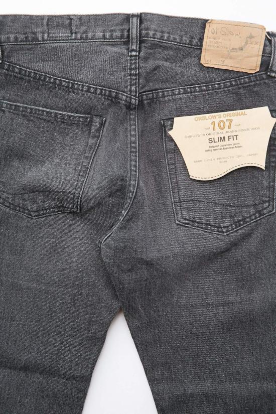  오어슬로우 데님 팬츠 Orslow 107 아이비핏 슬림진 블랙 데님 스톤 - ORSLOW