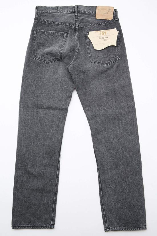  오어슬로우 데님 팬츠 Orslow 107 아이비핏 슬림진 블랙 데님 스톤 - ORSLOW