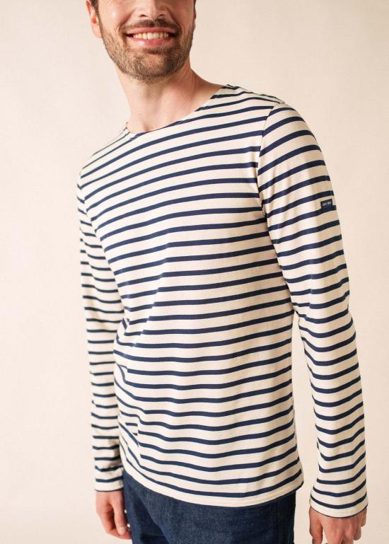  세인트제임스 긴팔 티셔츠 Saint James Minquiers 모던 브르타뉴 셔츠 Ecru/Navy - SAINT JAMES
