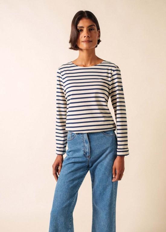  세인트제임스 긴팔 티셔츠 Saint James Minquiers 모던 브르타뉴 셔츠 Ecru/Navy - SAINT JAMES