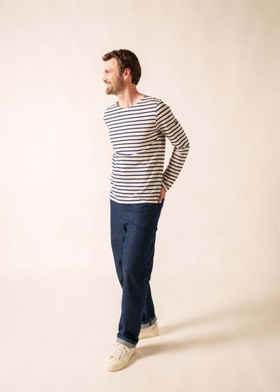  세인트제임스 긴팔 티셔츠 Saint James Minquiers 모던 브르타뉴 셔츠 Ecru/Navy - SAINT JAMES