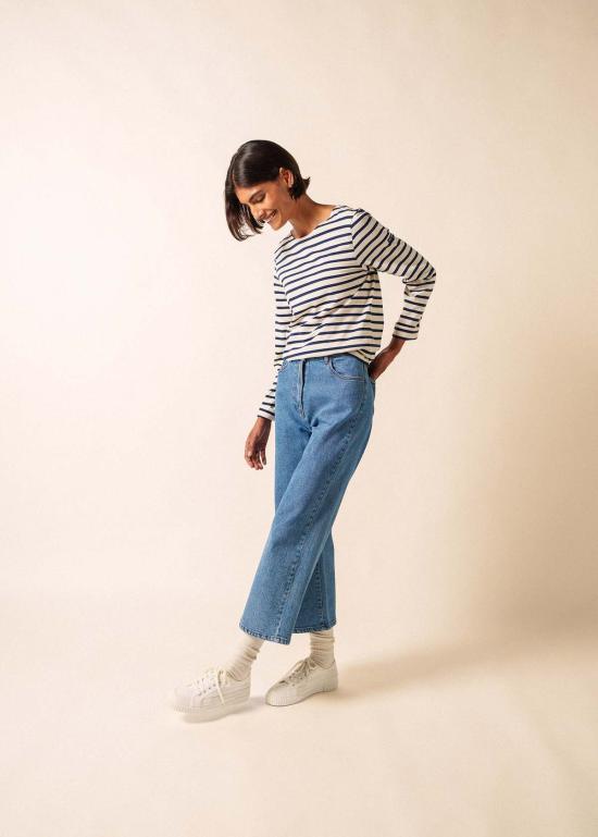  세인트제임스 긴팔 티셔츠 Saint James Minquiers 모던 브르타뉴 셔츠 Ecru/Navy - SAINT JAMES