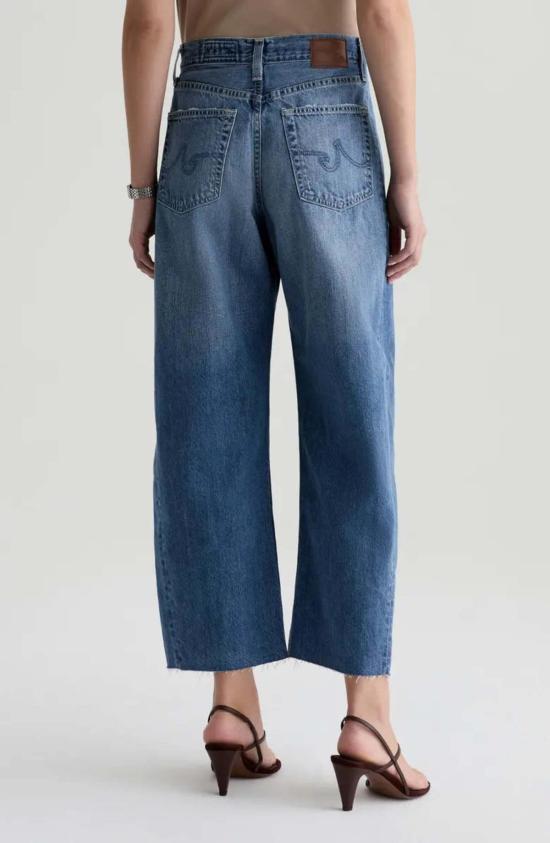  아드리아노 골드슈미드 데님 팬츠 Ag Jeans Hattie 하이라이즈 배럴 진 - ADRIANO GOLDSCHMIED