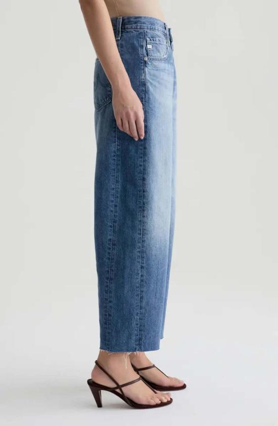  아드리아노 골드슈미드 데님 팬츠 Ag Jeans Hattie 하이라이즈 배럴 진 - ADRIANO GOLDSCHMIED