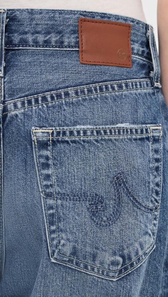  아드리아노 골드슈미드 데님 팬츠 Ag Jeans Hattie 하이라이즈 배럴 진 - ADRIANO GOLDSCHMIED
