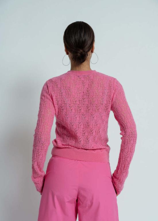  브라조 트리콧 스웨터 브라조 트리코 레이스 올 썸즈 풀오버 버블검 - BRAZEAU TRICOT