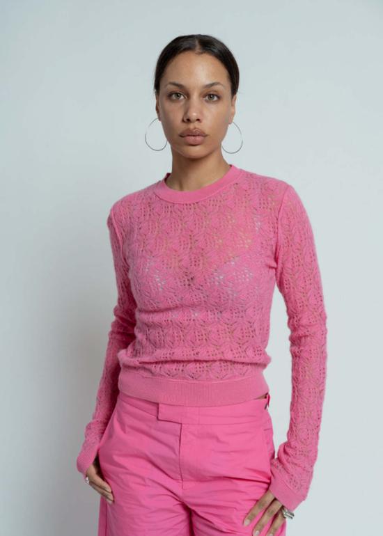  브라조 트리콧 스웨터 브라조 트리코 레이스 올 썸즈 풀오버 버블검