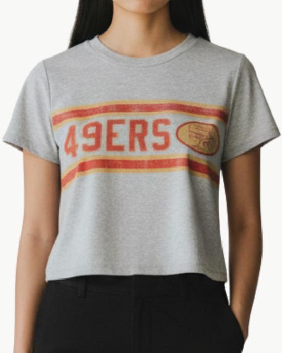  정크푸드 반팔 티셔츠 정크 푸드 49ers 사이드라인 베이비 티셔츠 헤더 그레이 - JUNK FOOD