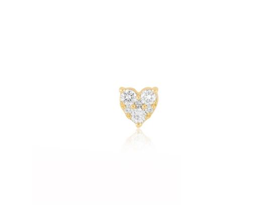  EF 컬렉션 이어링 Ef 컬렉션 풀컷 다이아몬드 미니 하트 스터드 귀걸이 14K 옐로우 골드 - EF COLLECTION