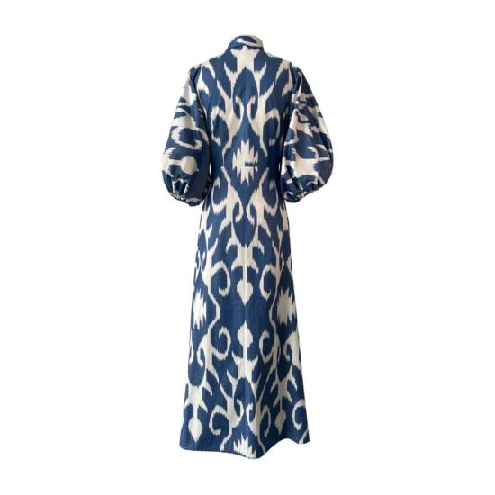  De Castro 롱 원피스 조드푸르 드레스 블루 Ikat - OTHER BRANDS